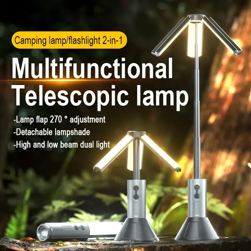 Lampe de poche LED télescopique portable rechargeable, projecteur pliable pour réparation automobile et éclairage de camping 3