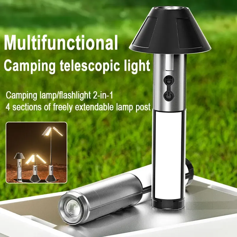 Lampe de poche LED télescopique portable rechargeable, projecteur pliable pour réparation automobile et éclairage de camping 2