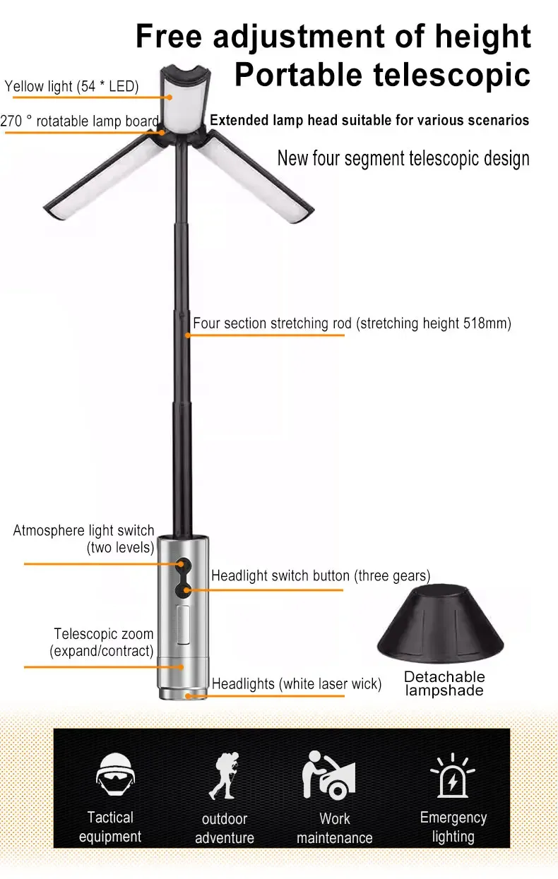 Lampe de poche LED télescopique rechargeable