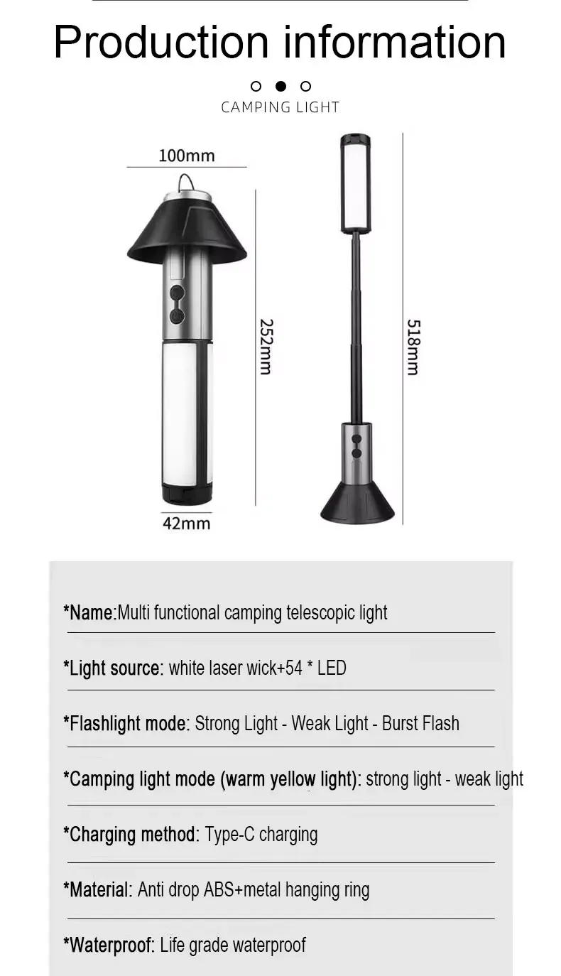 Lampe de poche LED télescopique rechargeable