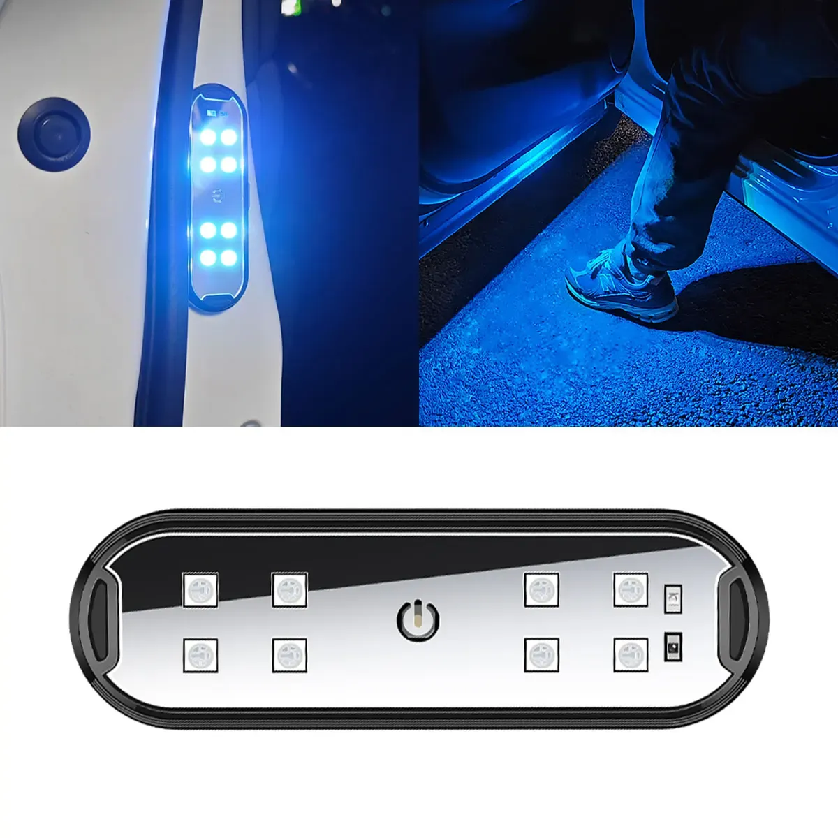 2 pièces Lumières LED RGB sans fil pour portière de voiture, projecteur de bienvenue magnétique rechargeable USB, feux d'avertissement et d'ambiance