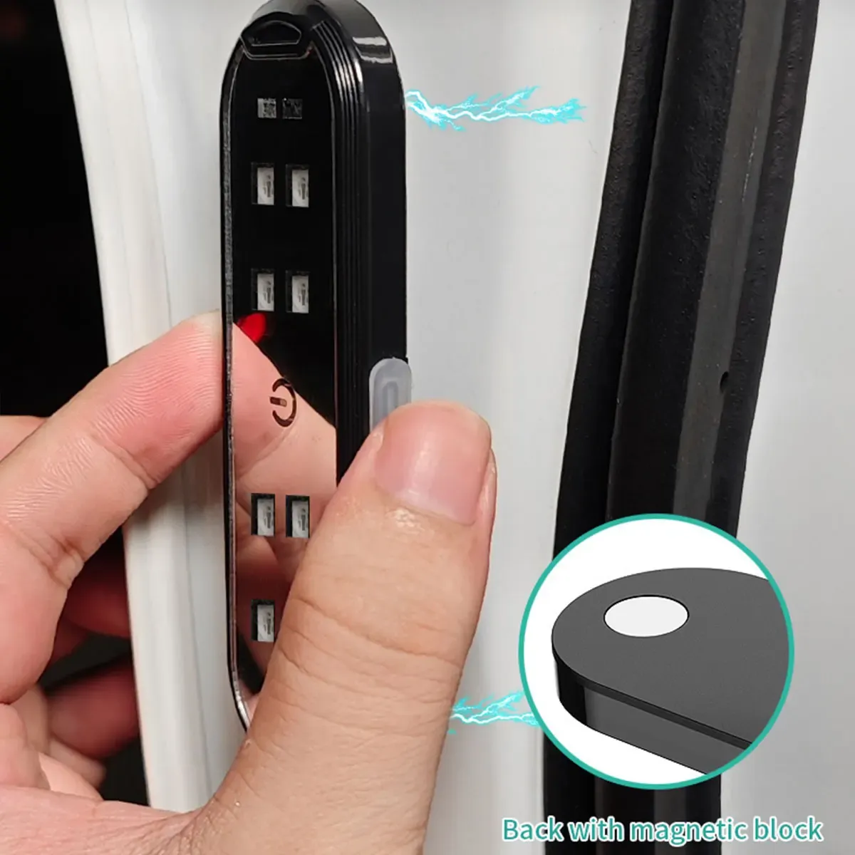 2 pièces Lumières LED RGB sans fil pour portière de voiture, projecteur de bienvenue magnétique rechargeable USB, feux d'avertissement et d'ambiance 3