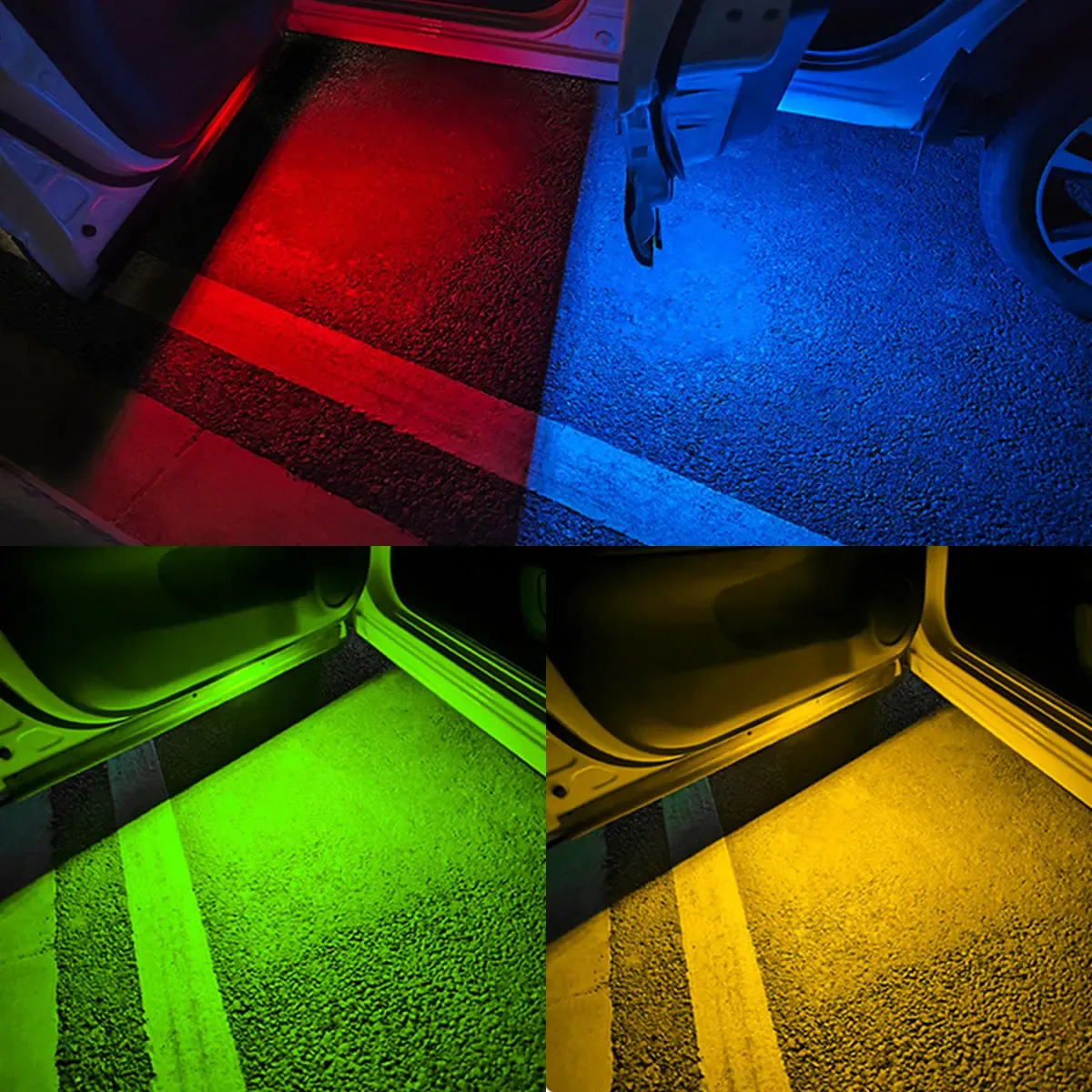 2 pièces Lumières LED RGB sans fil pour portière de voiture, projecteur de bienvenue magnétique rechargeable USB, feux d'avertissement et d'ambiance 2