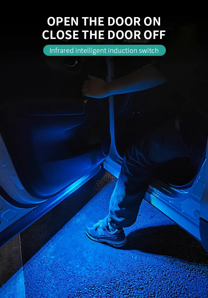 Éclairage LED de portière de voiture, vue de présentation