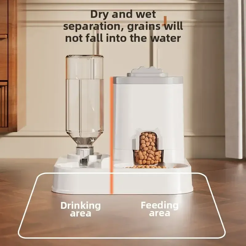 Distributeur d'eau et mangeoire intégrée pour chats et chiens, sans batterie, conception monobloc 2