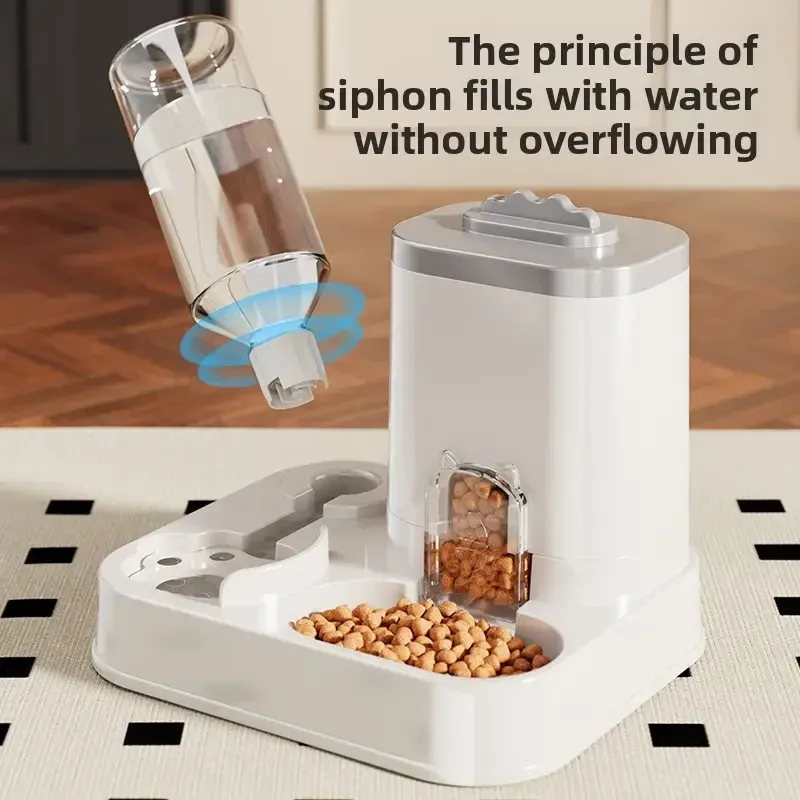 Distributeur d'eau et mangeoire intégrée pour chats et chiens, sans batterie, conception monobloc 3