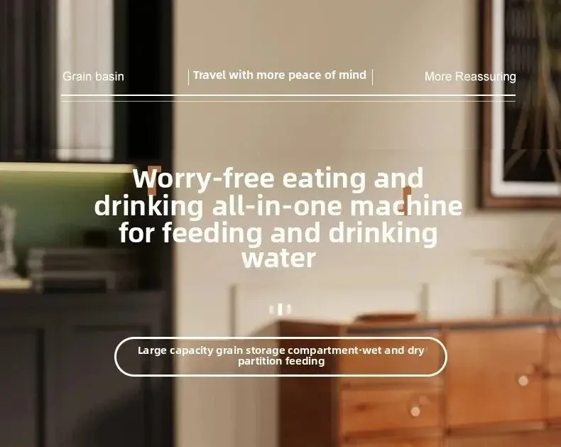 Distributeur d'eau et de nourriture pour animaux de compagnie en situation