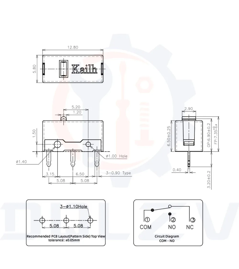 Vue détaillée du micro-interrupteur Kailh GM 8.0