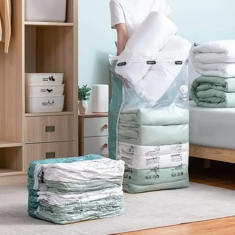 Sacs de compression sous vide extra-larges sans pompe pour vêtements, couvertures et literie 2