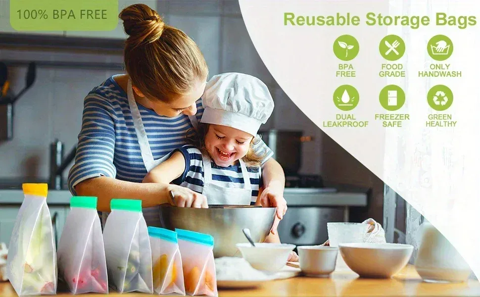 Sac alimentaire en silicone réutilisable pour la conservation des aliments