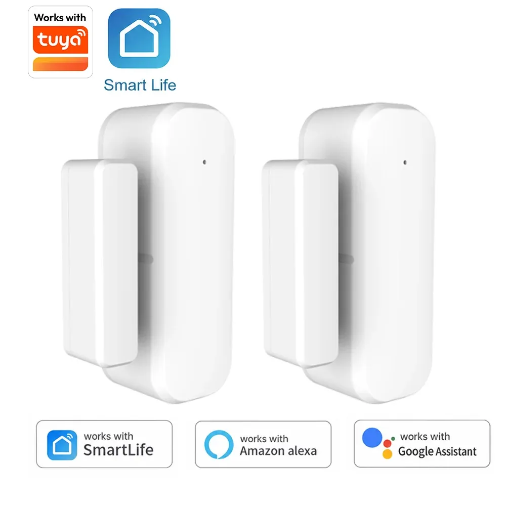 Capteur magnétique intelligent pour portes et fenêtres Tuya, connectivité Zigbee et Wi-Fi, compatible Alexa et Google Home - Image 1