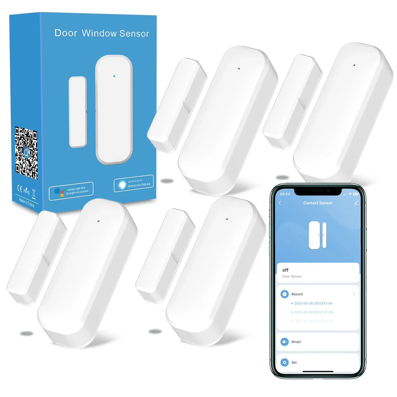Capteur magnétique intelligent pour portes et fenêtres Tuya, connectivité Zigbee et Wi-Fi, compatible Alexa et Google Home 8