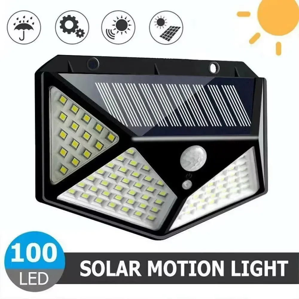 Lampe solaire LED multifonction avec détecteur de mouvement, étanche, éclairage extérieur pour jardin, 62 LED