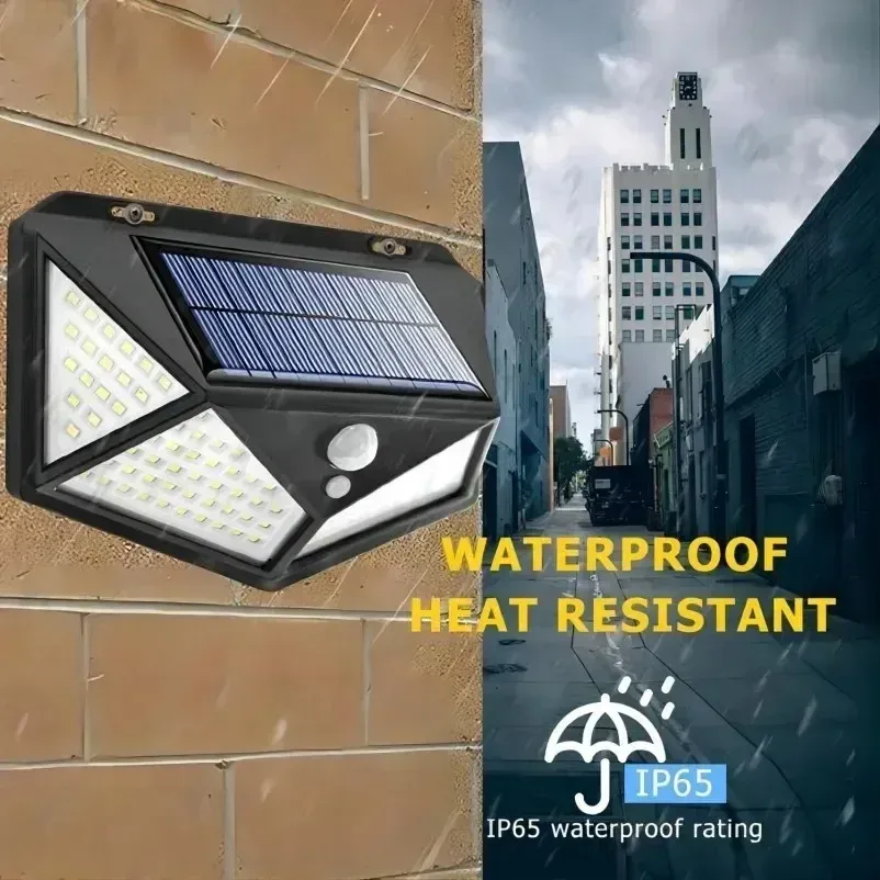 Lampe solaire LED multifonction avec détecteur de mouvement, étanche, éclairage extérieur pour jardin, 62 LED 4