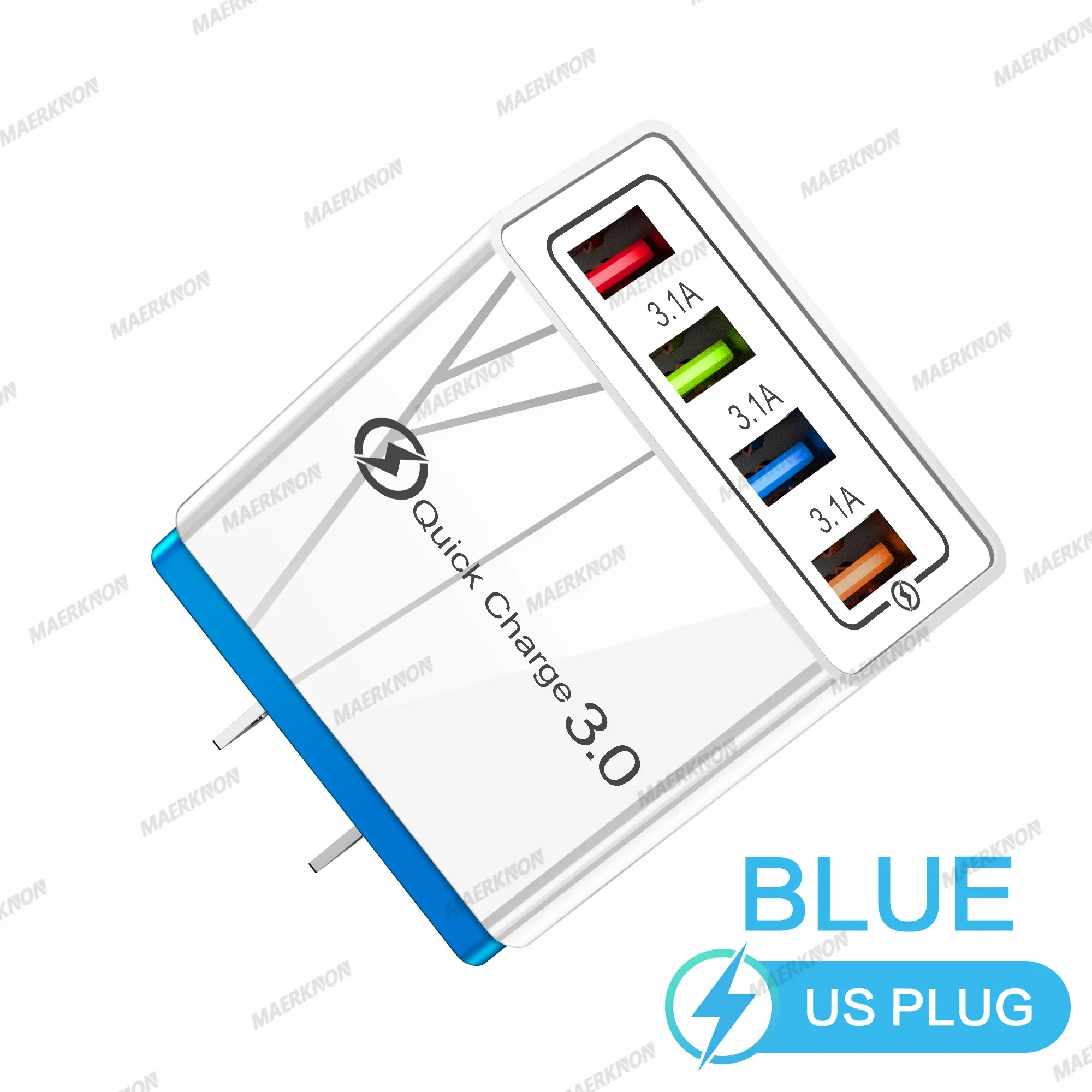 Chargeur USB 3A à 4 ports, charge rapide 3.0, prises UE et US, compatible iPhone, Samsung, Xiaomi, écouteurs, adaptateur de chargeur pour téléphone portable 13