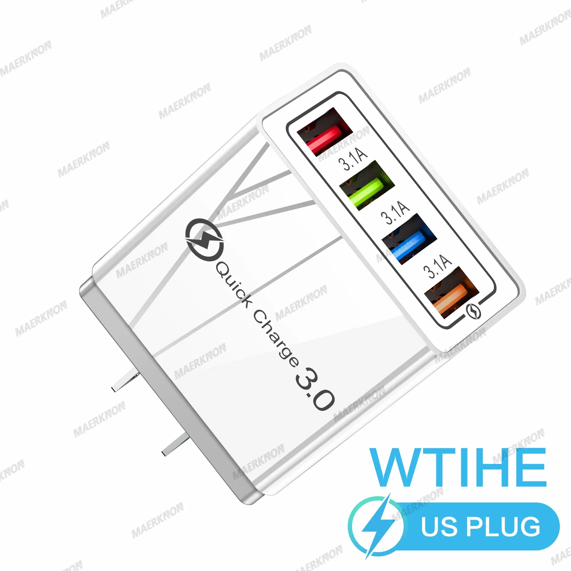Chargeur USB 3A à 4 ports, charge rapide 3.0, prises UE et US, compatible iPhone, Samsung, Xiaomi, écouteurs, adaptateur de chargeur pour téléphone portable 9