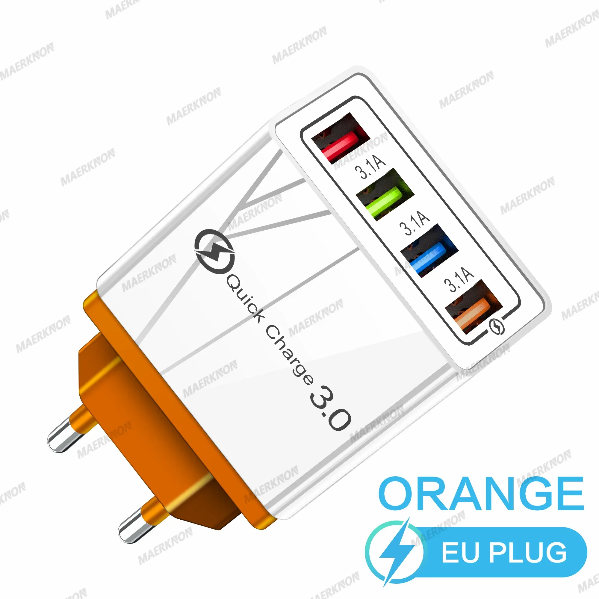 Chargeur USB 3A à 4 ports, charge rapide 3.0, prises UE et US, compatible iPhone, Samsung, Xiaomi, écouteurs, adaptateur de chargeur pour téléphone portable 18