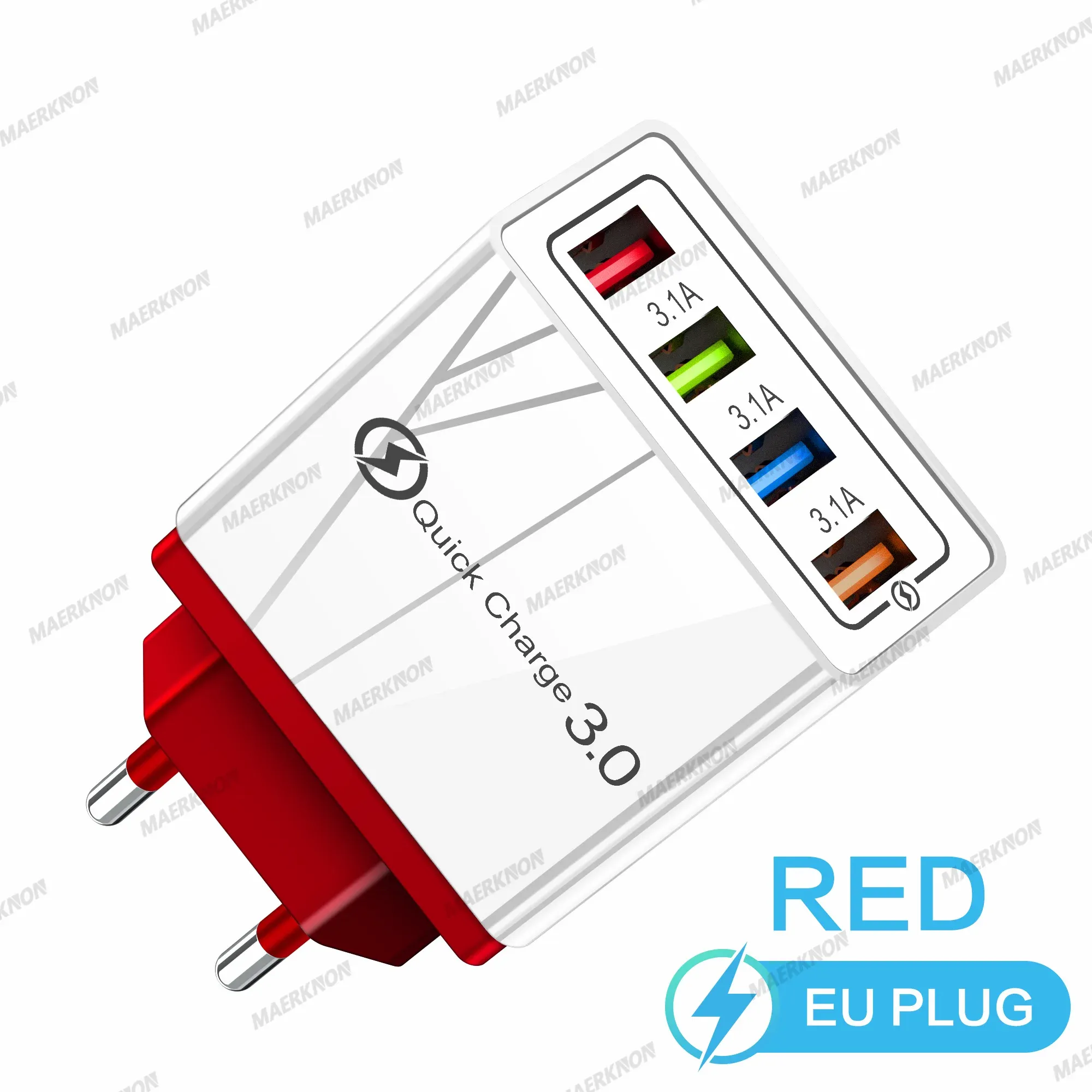 Chargeur USB 3A à 4 ports, charge rapide 3.0, prises UE et US, compatible iPhone, Samsung, Xiaomi, écouteurs, adaptateur de chargeur pour téléphone portable 17