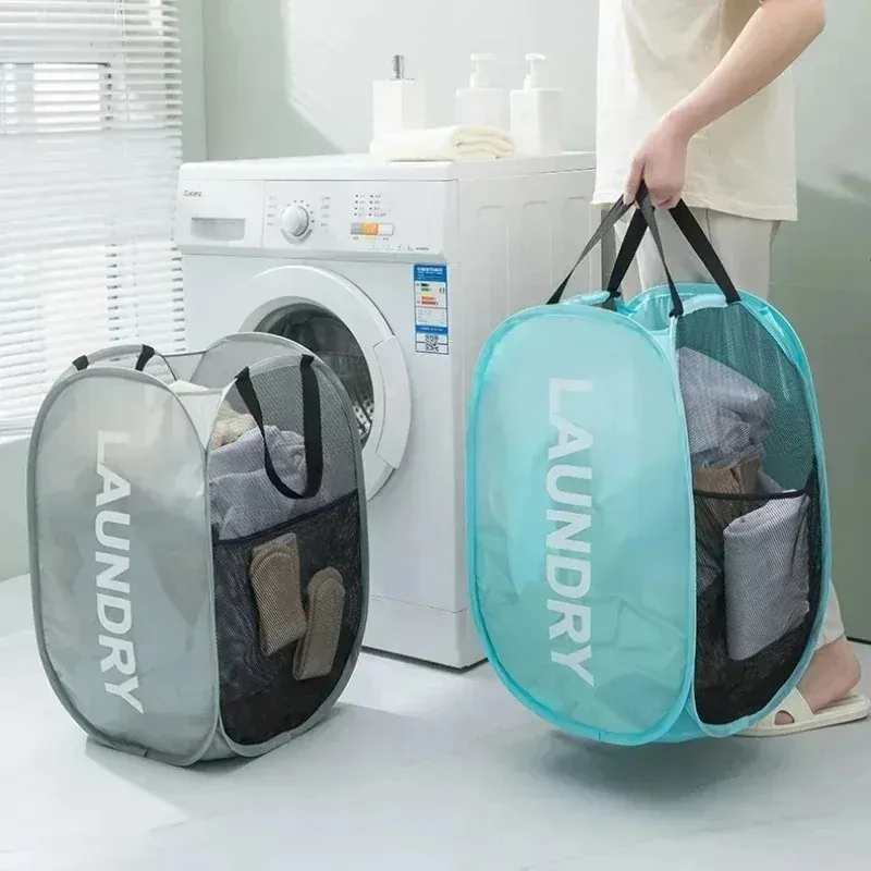 Panier à linge en maille pliable, utilisation