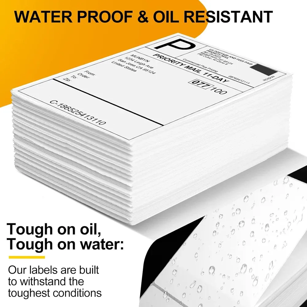 Papier thermique auto-adhésif 4x6 pouces (100 × 150 mm), étanche, pour imprimante d'étiquettes thermiques, compatible transport de colis DHL et UPS - Image 1