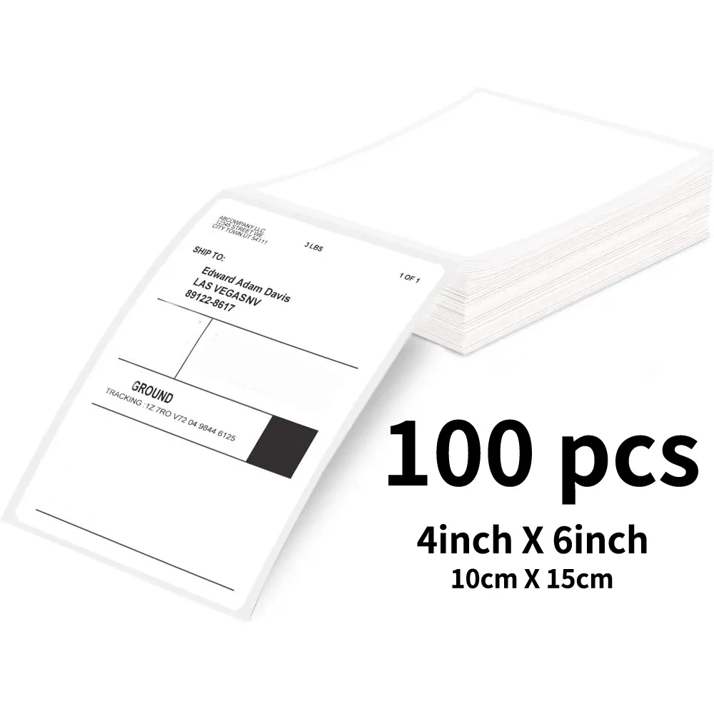 Papier thermique auto-adhésif 4x6 pouces (100 × 150 mm), étanche, pour imprimante d'étiquettes thermiques, compatible transport de colis DHL et UPS 8