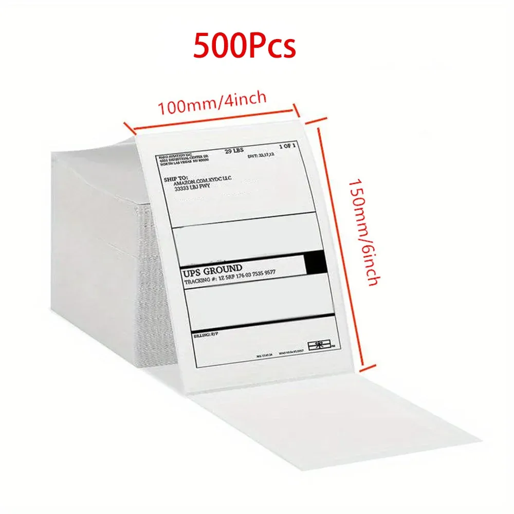Papier thermique auto-adhésif 4x6 pouces (100 × 150 mm), étanche, pour imprimante d'étiquettes thermiques, compatible transport de colis DHL et UPS 7
