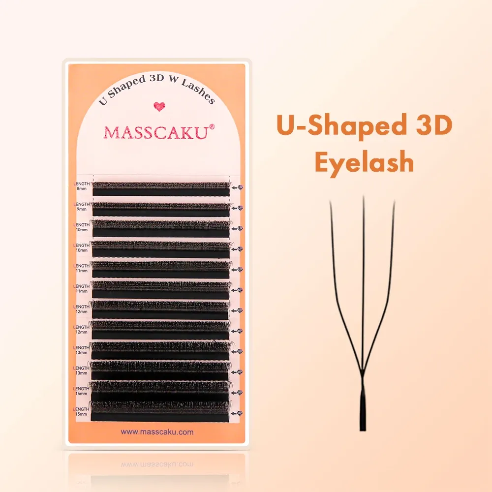 MASSCAKU – Extensions de cils 3D 4D 5D en forme de U, boucles C D en forme de U, ventilateurs préfabriqués, Volume, faux cils naturels en vison 10