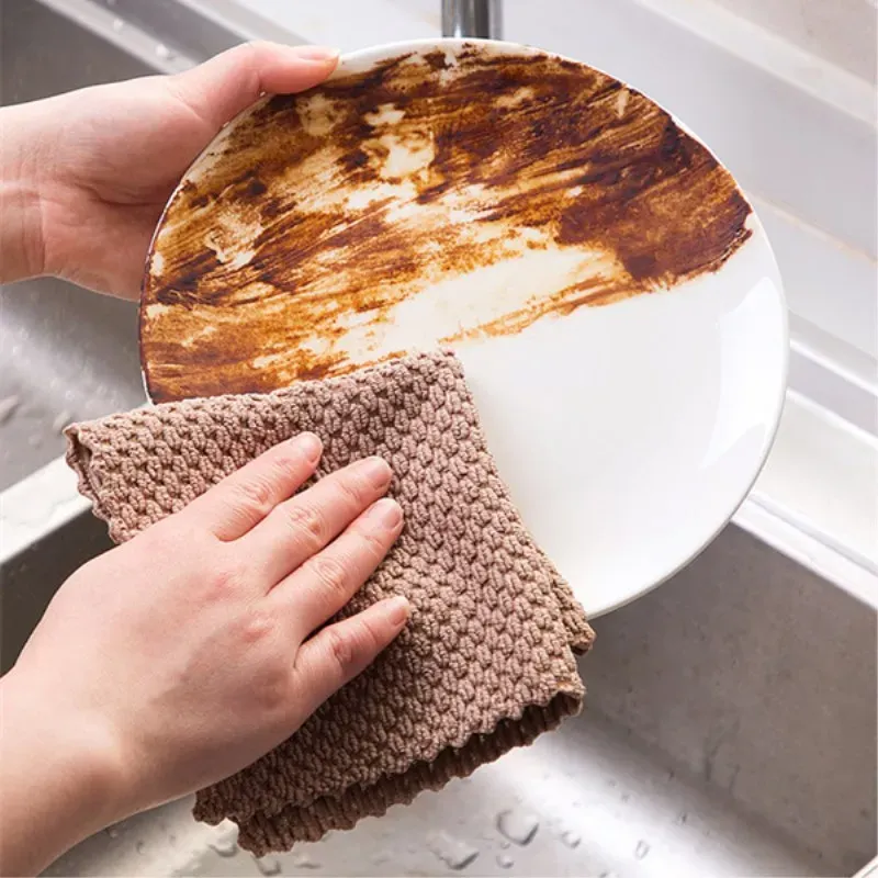 Chiffon de nettoyage en microfibre super absorbant, pour la cuisine, efficace pour essuyer la vaisselle, anti-graisse 2