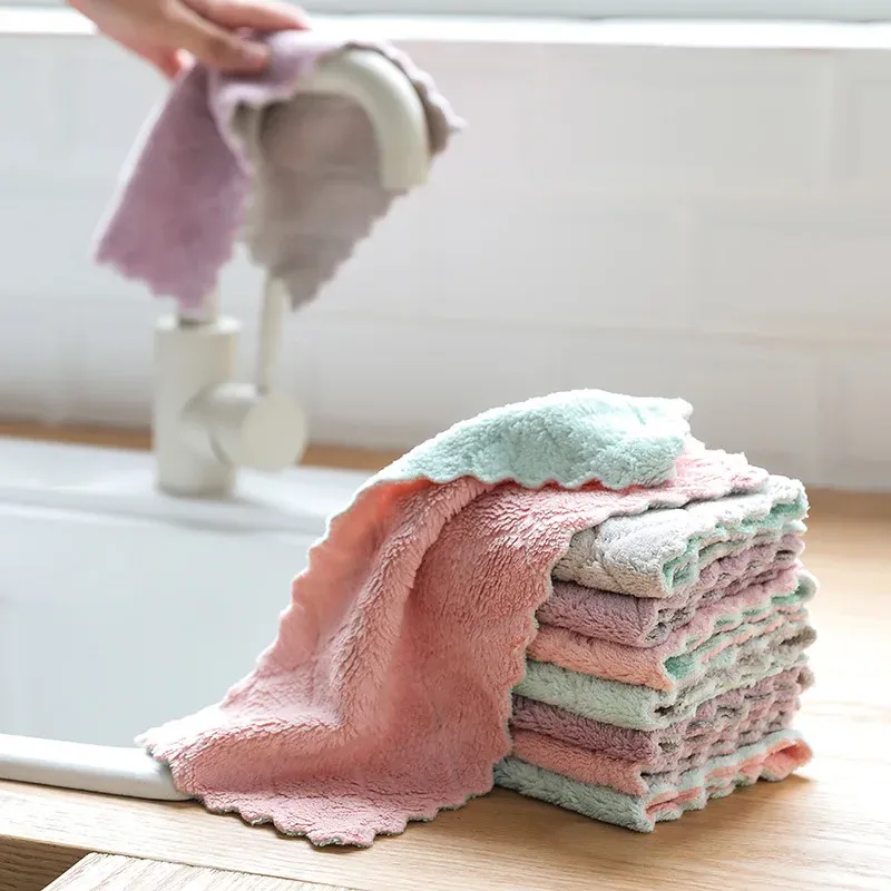 Chiffon de nettoyage en microfibre super absorbant, pour la cuisine, efficace pour essuyer la vaisselle, anti-graisse 6
