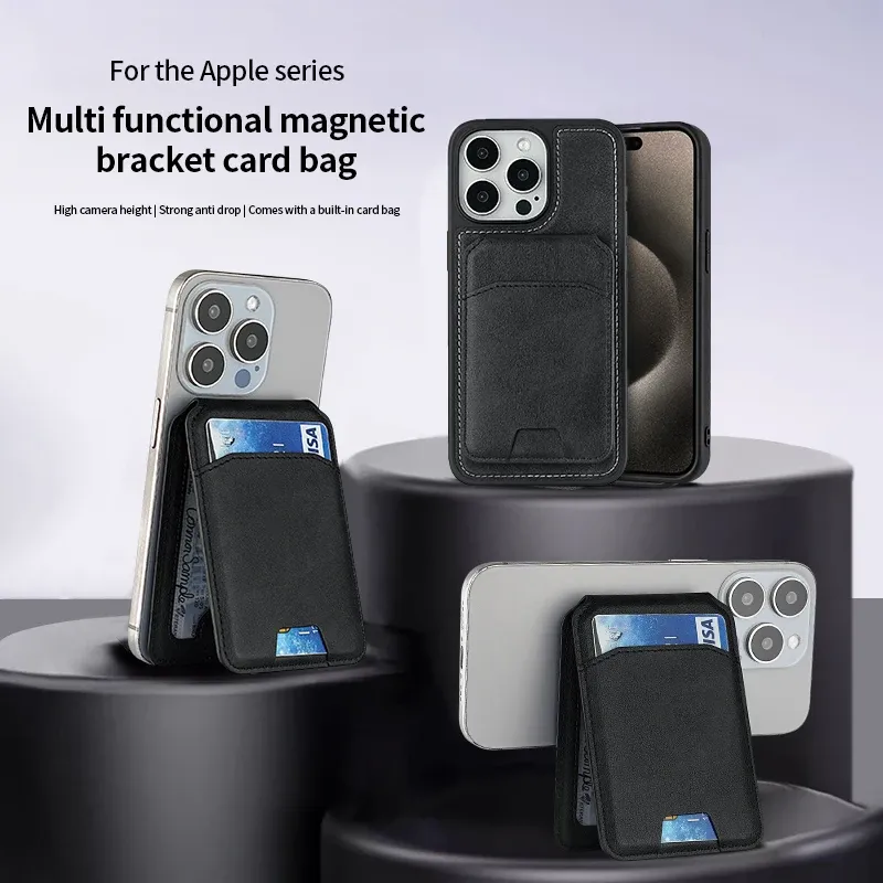 Étui portefeuille en cuir magnétique compatible MagSafe pour iPhone 2
