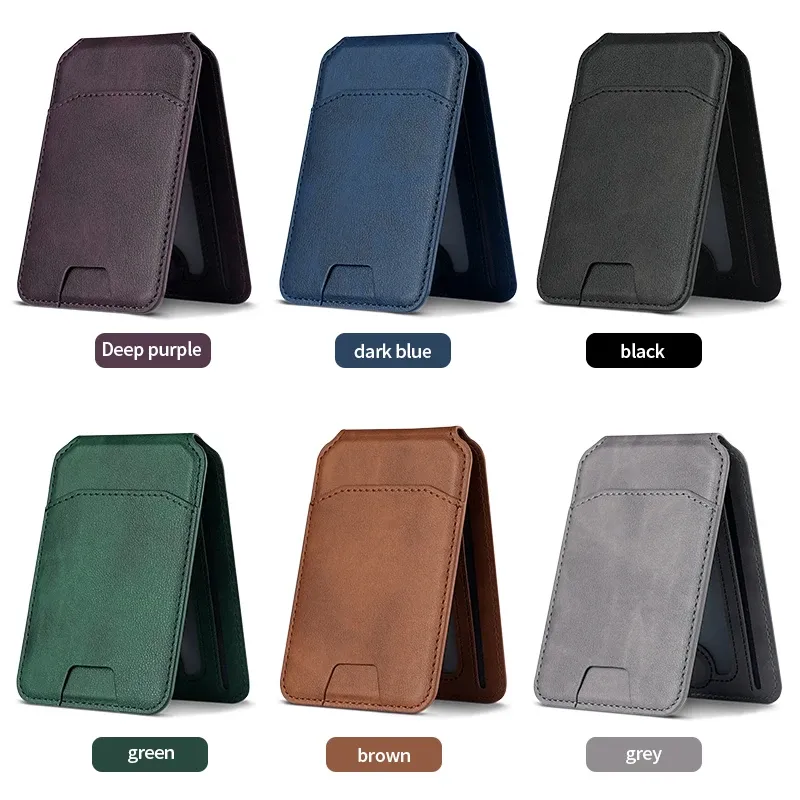 Étui portefeuille en cuir magnétique compatible MagSafe pour iPhone 4