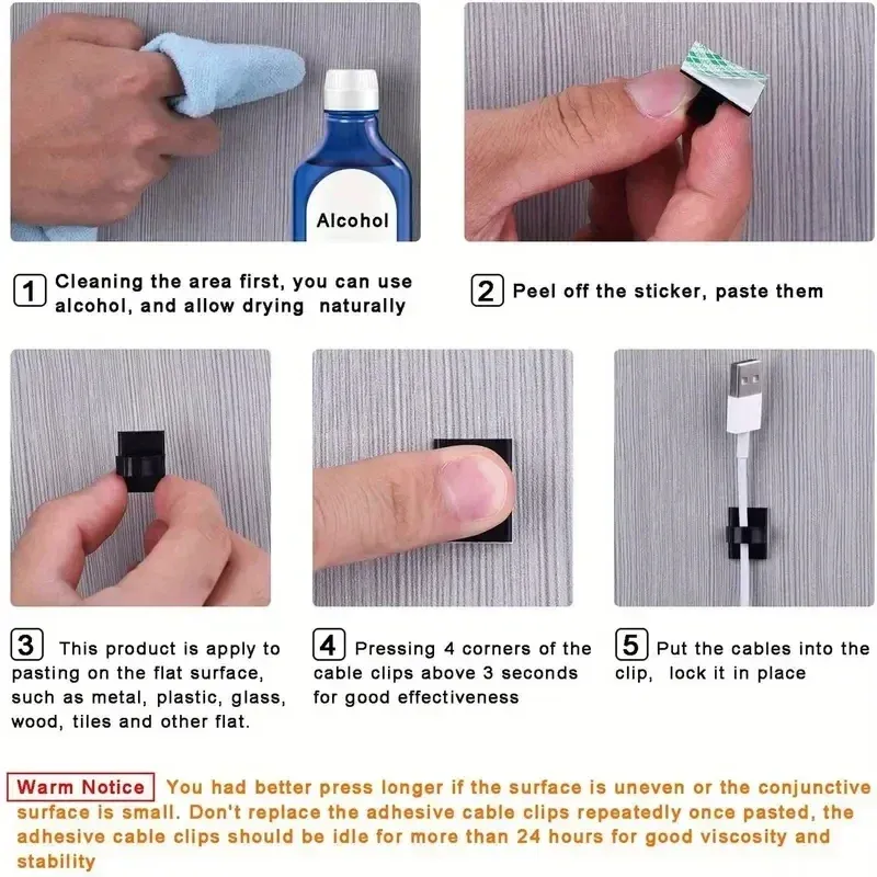 Organisation des câbles avec clips adhésifs