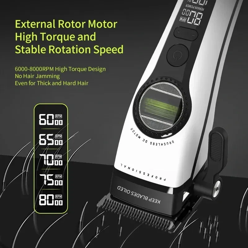 Tondeuse à cheveux professionnelle Kemei 1593 rechargeable, tondeuse électrique à moteur sans balais à rotor externe 4