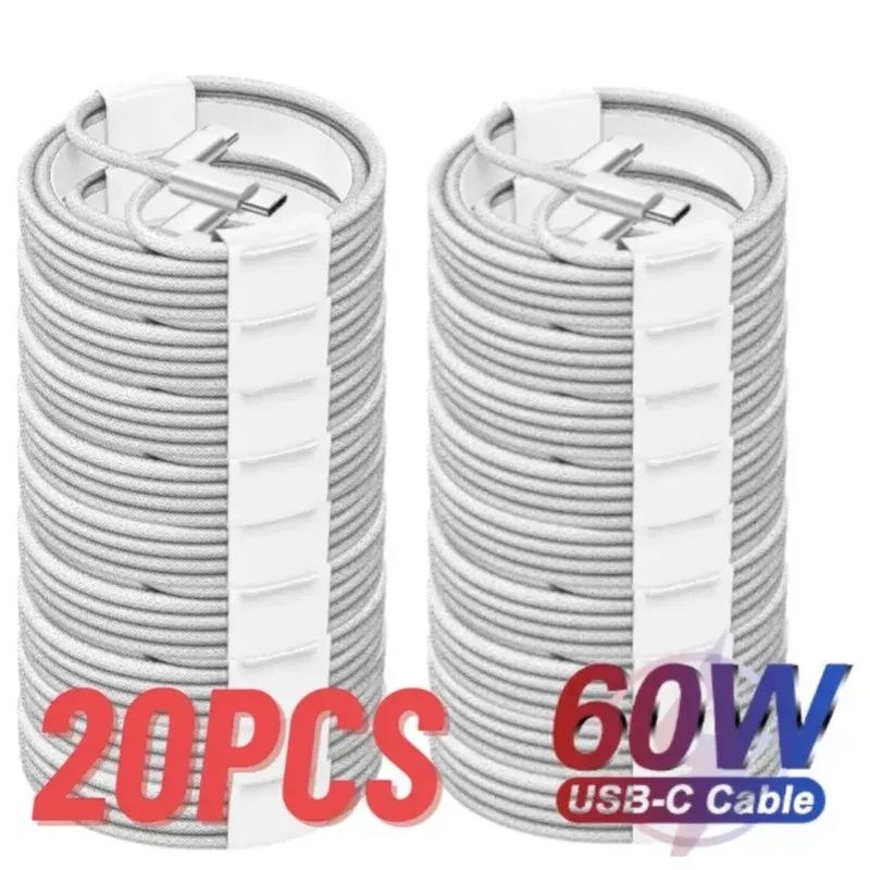 Câble de charge rapide USB-C vers USB-C PD 100W pour iPhone 16, 15, 17 Pro Max, iPad, Xiaomi, Samsung, Google, Honor, Type-C, 1 m (lot de 20) 7